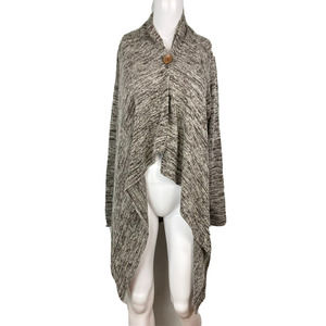 Bobeau Cardigan Womens Sz S Gray Marled Knit One‎ Button Long Sweater Button